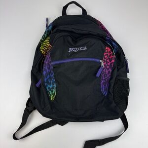 Vintage Jansport Animal Print Rainbow Colored Pattern Backpack Lisa Frank *Read
